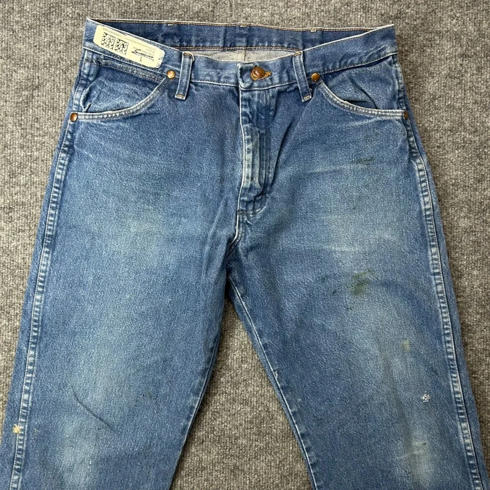 Wrangler Western Jeans Men's Blue Denim Pockets Classic Straight Zip Fly - 32X28